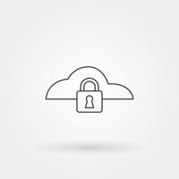 cloud security single isolated icon with modern line vector