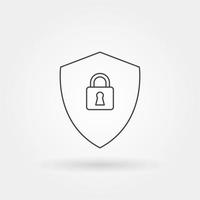 shield padlock security single isolated icon with modern line vector