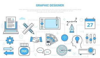 graphic designer concept with icon set template banner vector