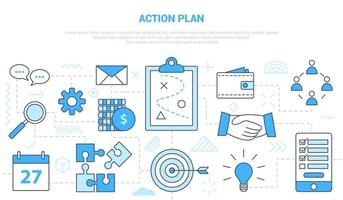 business action plan concept with icon set template banner vector