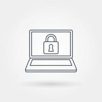 laptop security single isolated icon with modern line vector