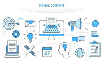 digital content concept with icon set template banner vector