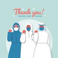 Thank you doctors and nurses in flat design vector