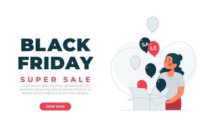 Flat design black friday super sale banner vector