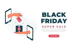 Flat design black friday super sale banner vector
