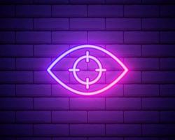 eye neon icon with aim sign. Elements of media, press set. vector