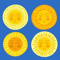 Sun set with ethnic-looking faces vector