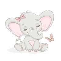 dulce bebé elefante para el día de san valentín vector
