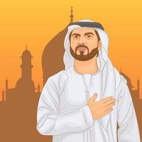 hombre musulmán religioso rezando vector