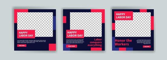 Social media post template for Labor day. vector