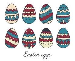 conjunto de vectores de huevos de pascua en estilo doodle