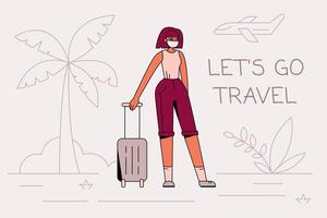 Lets go travel again flat banner landing concept vector