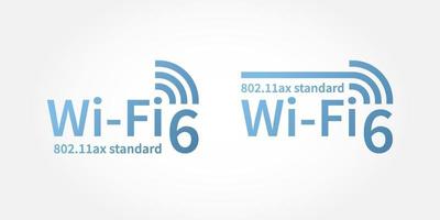 Wireless net 802.11ax flat vector logo of wi-fi 6