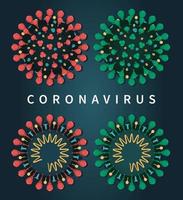 Close-up view on coronavirus COVID-19 isolated set vector