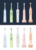 Set of electric toothbrushes, oral care hygiene vector