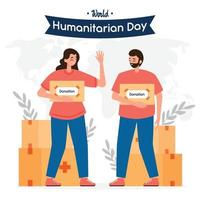 Volunteers Holding Cardboard Boxes vector