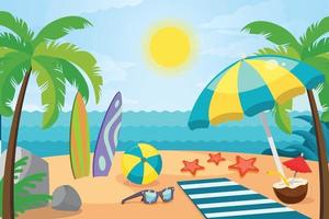 Summer time fun concept design, panorama of sea and beach vector