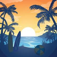 Summer time fun concept design, panorama of sea and beach vector