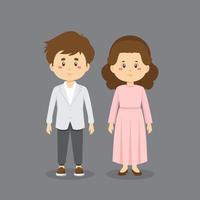 personaje de pareja vistiendo traje de boda vector