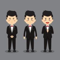 personaje de boda con varias expresiones. vector