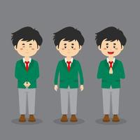 Japanese High School Character with Expression vector