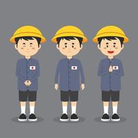 Japanese Elementary School Character with Expression vector