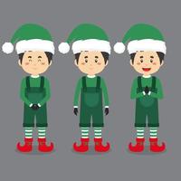 personaje con traje de elfo con varias expresiones. vector