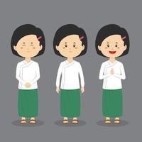 Myanmar Student Character with Expression vector