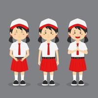 personaje de la escuela primaria indonesia con expresión vector