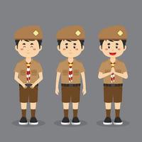 Indonesian Pramuka Character with Expression vector