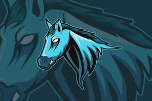 Mascota del caballo para el logotipo de deportes y esports aislado sobre fondo oscuro vector