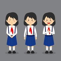 North Korean School Character with Expression vector