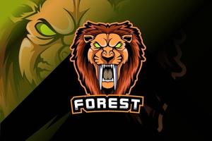 angry lion head e-sports team logo template vector