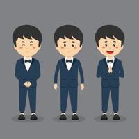 personaje de boda con varias expresiones. vector