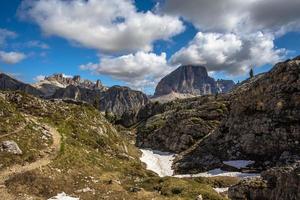 Panorama of the meadows Dolomites Falzarego pass in Cortina d'Ampezzo