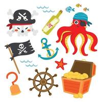 Cute Hand Drawn Pirates Element Collection vector