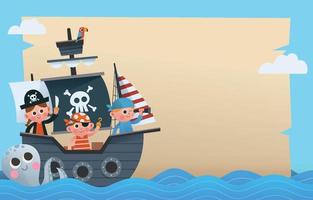 Pirates on Ship Background vector