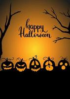 Happy Halloween poster A0 format with silhouette pumpkins and branches vector