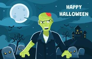 fondo de halloween con zombies espeluznantes vector