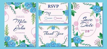 Set of Floral Wedding Invitation Card vector