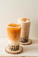 Taiwan milk tea and Thai milk tea with bubbles photo