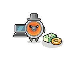 Mascot Illustration of loudspeaker as a hacker vector