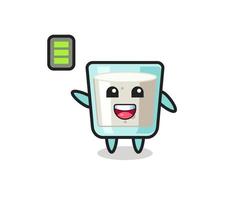 milk mascot character with energetic gesture vector