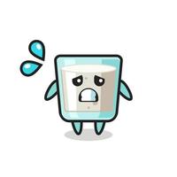 milk mascot character with afraid gesture vector