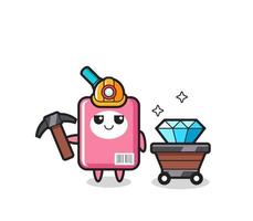 Character Illustration of milk box as a miner vector