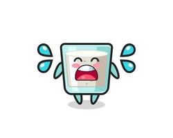milk cartoon illustration with crying gesture vector