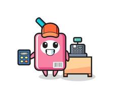 Illustration of milk box character as a cashier vector