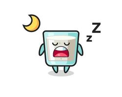 milk character illustration sleeping at night vector