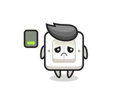 light switch mascot character doing a tired gesture vector