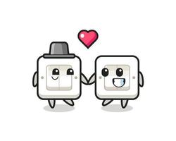 light switch cartoon character couple with fall in love gesture vector